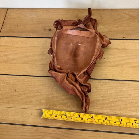 Sculpted Leather Wall Hanging Face with Hand Painted Features Vintage Artwork - Picture 4 of 4